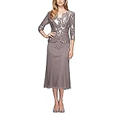 Alex Evenings Women's Tea Length Jacket Dress, Perfect for Weddings, Formal Events (Petite and Regular Sizes)