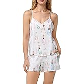 Bed Head PJs Women's Organic Cotton Sleeveless V-Neck Camisole and Short with Pocket Pajama Set