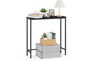 Black Console Table for Entryway, 29.5" Industrial Narrow Sofa Entrance Table Tall Couch Side Table for Bedroom, Living Room,