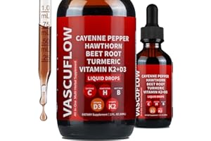 DLOMFVFQ Cayenne Pepper Drops Supplement, Cayenne Pepper Hawthorn Beet Root Turmeric Curcumin, Vitamin K2 & D3, Ceylon Cinnamon Digestion, Circulatory Heath Support - 2 Fl Oz