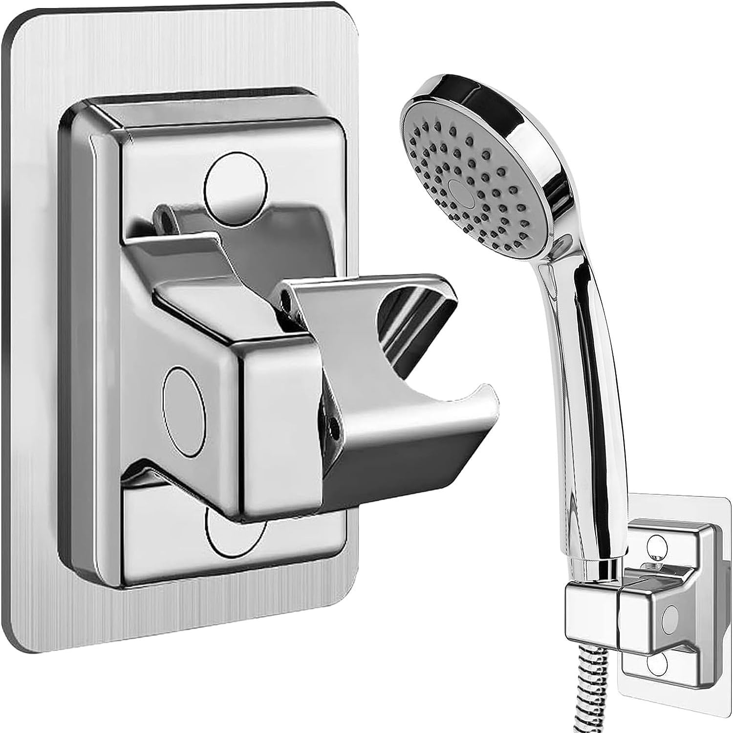 Fealkira Nail Free Handheld Shower Head Holder Shower Adjustable Bracket Wall Mount for Bathroom with Adhesive Stick Disc (Adhesive Holder-02)