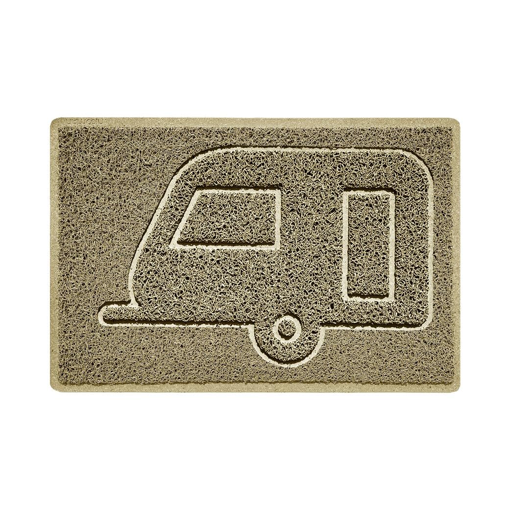 Nicoman CARAVAN Embossed Shape Door Mat Dirt-Trapper Jet-Washable Doormat-(Use Indoor or Sheltered Outdoor)- (60x40cm/23.6x15.7inches, Small) Beige