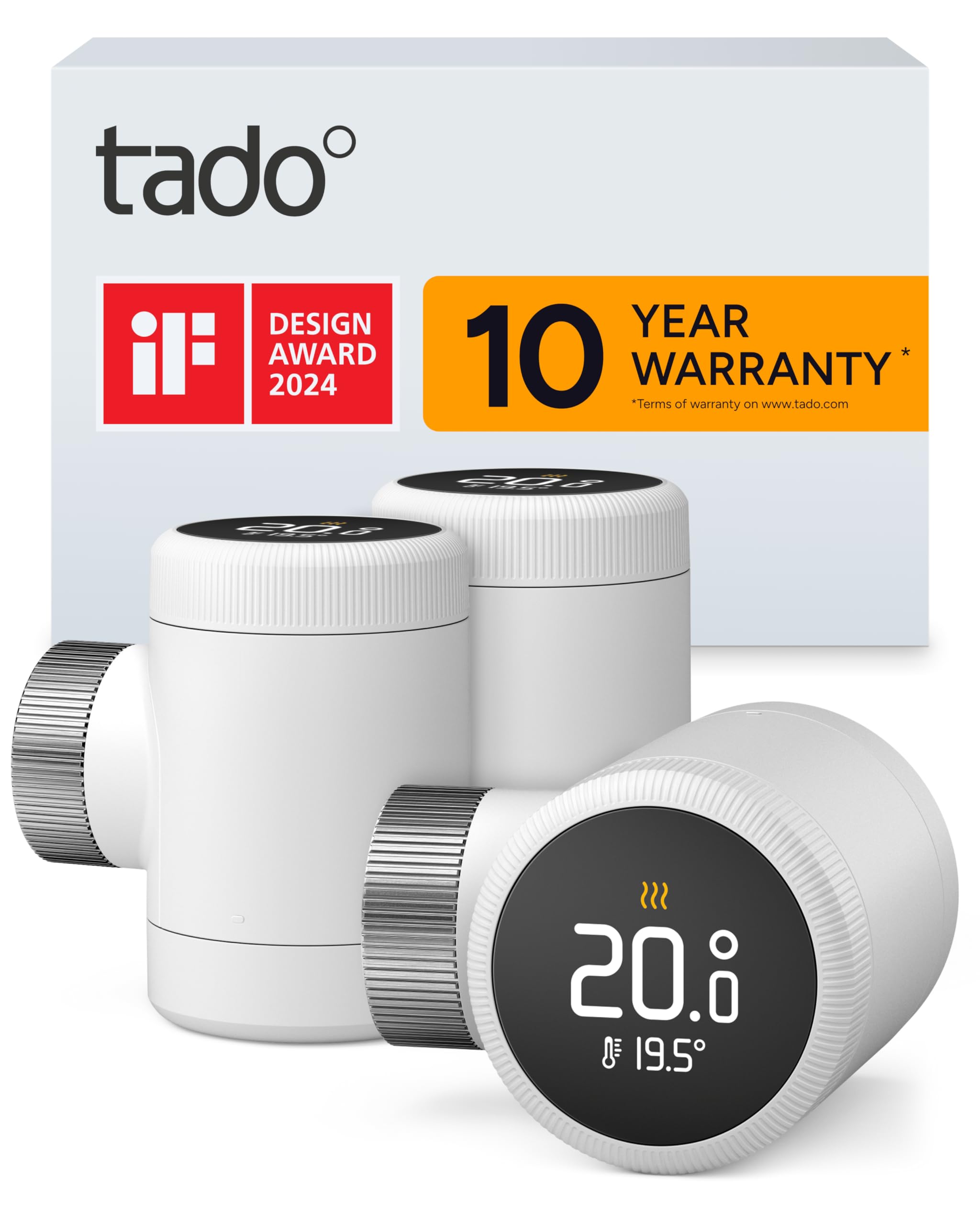 tado° Smart Radiator Thermostat X – Trio Pack, Heating Control via App and Smart Speaker (Alexa, Siri, Google Assistant), Save Heating Costs, DIY Installation