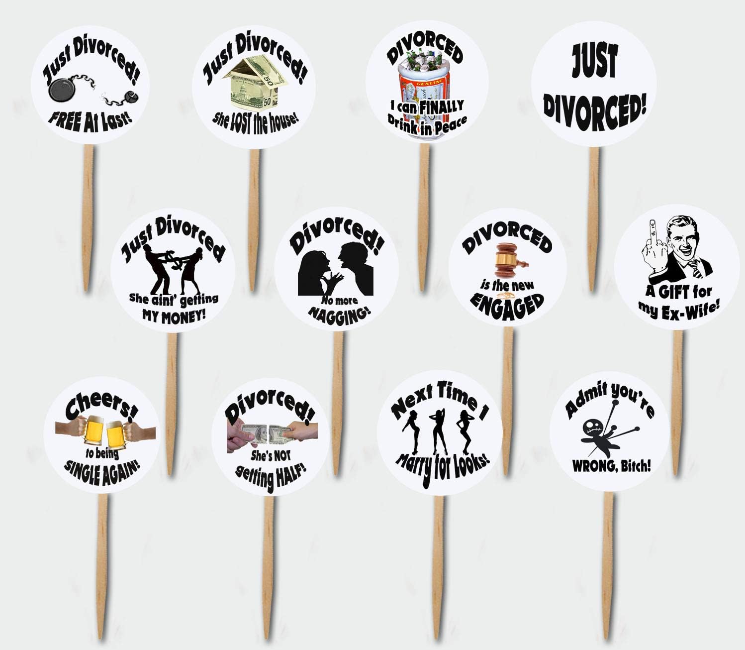 Divorce Party for HIM Cupcake Picks (12 Pieces) Party Favors