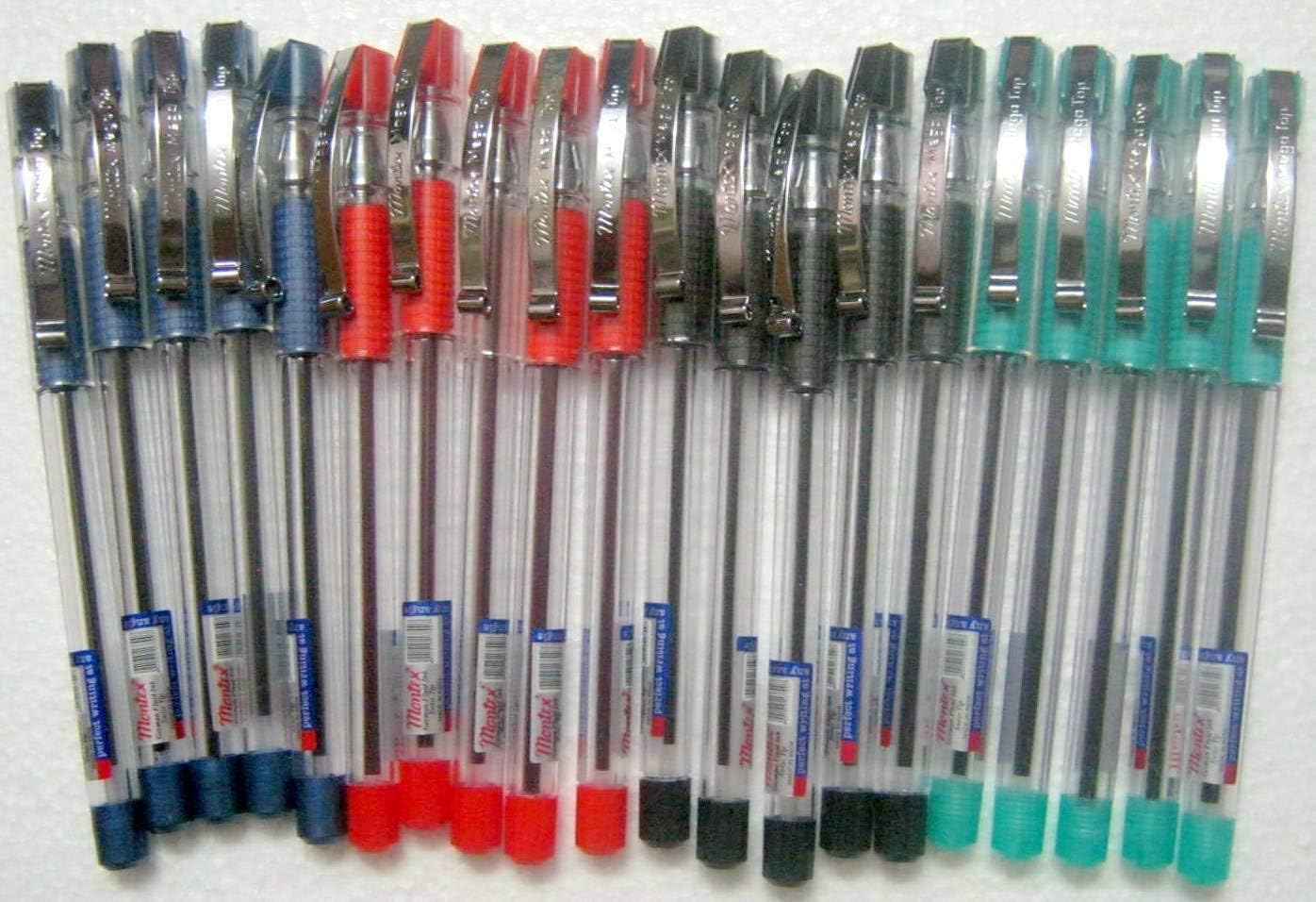 Set of 20 Montex Mega Top Blue, Black, Red & Green Ball Pen Original