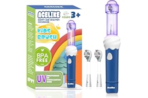 Acelike UV Self Clean Kids & Toddlers Electric Toothbrush | Improve Safe and Hygiene | Soft Bristles | Easy-Grip Silicone Handle | 4 Modes & 2-Min Timer | One Charge Last 60 Days | Age 3+ (Blue)