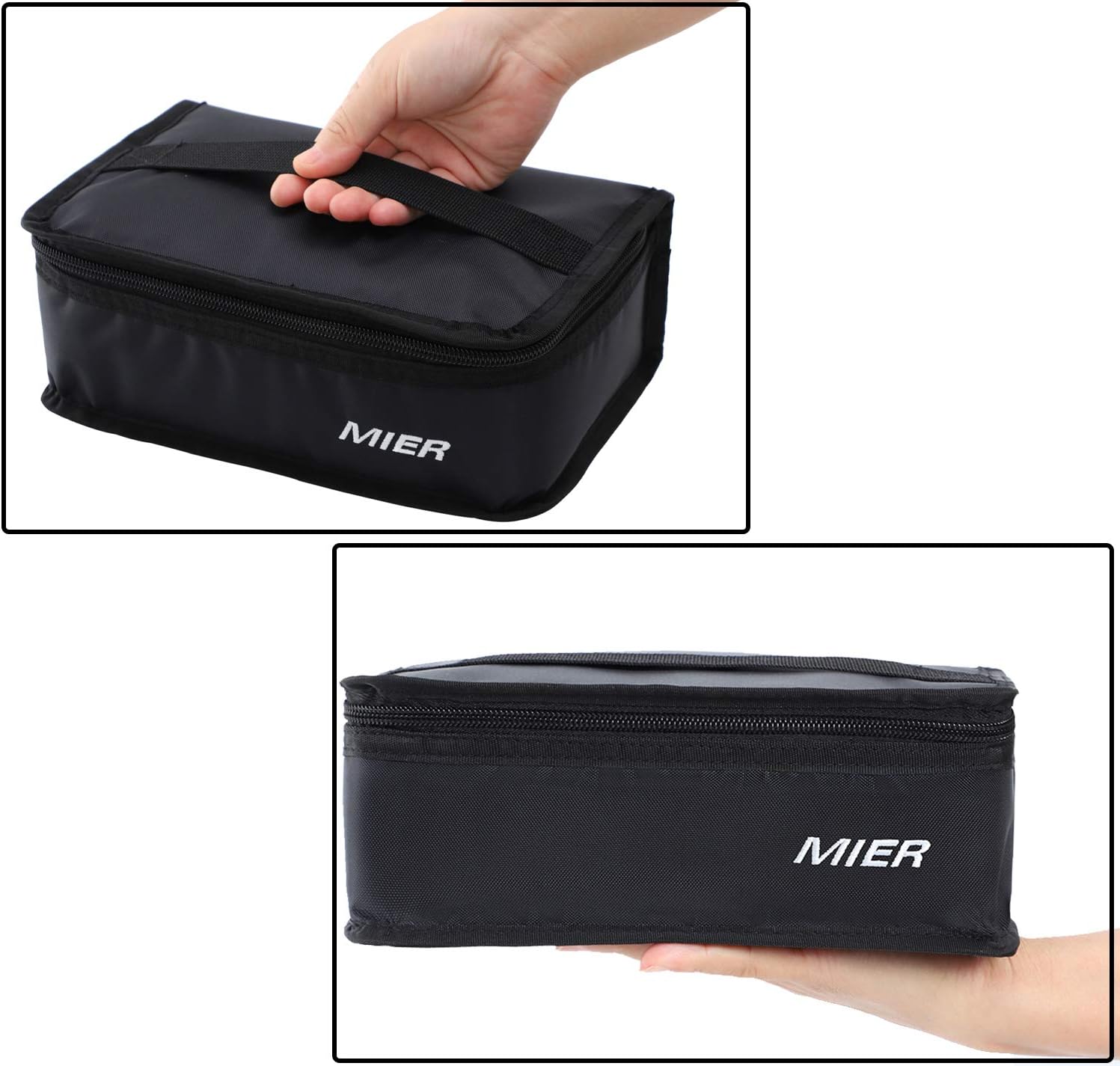 MIER Small Lunch Box Bag Food Storage Cooler Bags Insulated Travel Kit for Women and Men Set of 1(Black 1pcs) - Image 5