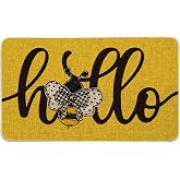 Artoid Mode Yellow Hello Bee Summer Doormat, Home Decor Low-Profile Switch Rug Door Mat Floor Mat for Indoor Outdoor 17x29 Inch