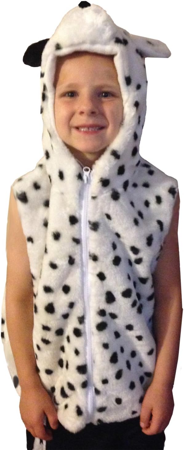 Fashion Vest with Animal Hoodie for Kids - Halloween Dress Up Costume - Boy and Girl Pretend Play (Small, Dalmation)