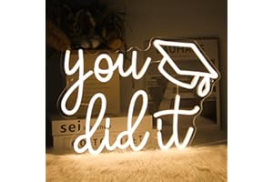 CKTBLEY Congrats Grad Neon Sign You Did It LED Neon Light Sign Warm White Congrats Light up Sign Background Neon Signs for Wall Decor Celebrate Neon Lights for Class of 2025 Graduation Party Decor