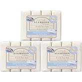 A LA MAISON Fresh Sea Salt Bar Soap - Triple French Milled Natural Moisturizing Hand Soap Bar (12 Bars of Soap, 3.5 oz)