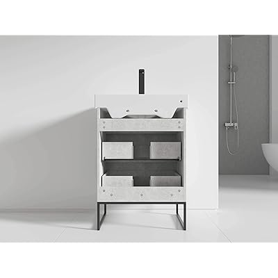 Buy Fine Fixtures Modern Grey Marble 24 Bathroom Vanity Set Black Hardware Vitreous China Sink Top Online In Turkey B08lxjrxbn