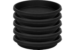 NIMYAU Plant Saucer 5 Pack 6 Inch, Sturdy 8 10 12 14 16 18 20 Inch Plant Trays for Pots, Water Catcher Tray for Plants, Plastic Plant Saucers for Indoors (6inch-Black)