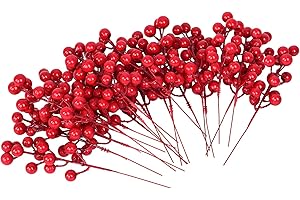 Lvydec 30pcs Artificial Red Berry Picks - Christmas Holly Berry Branches Red Berry Stems for Holiday Home Decor and Crafts