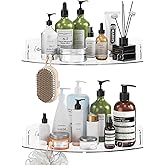 Durmmur 2 Pack Acrylic Corner Shower Caddy, Clear Corner Shower Shelf with 4 Hooks, Adhesive Wall Mounted Bathroom Shower Shelf Organizer for Inside Shower & Kitchen Storage