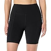 Amazon Essentials Women's Active Total Train High Waist 7" Gym Workout Biker Shorts with Pockets