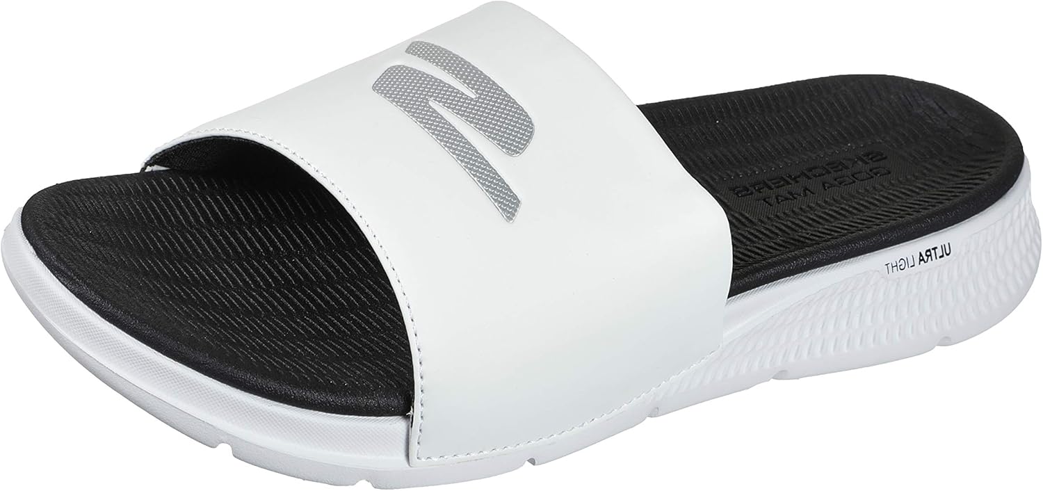 Skechers Men's Go ConsistentPerformance Athletic Slide Sandal, White