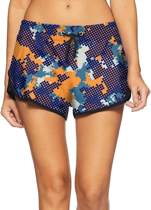 SGLFTEN8 Womens Fashion camo Colorful Camouflage Board Shorts Cool Summer Holiday Beachwear