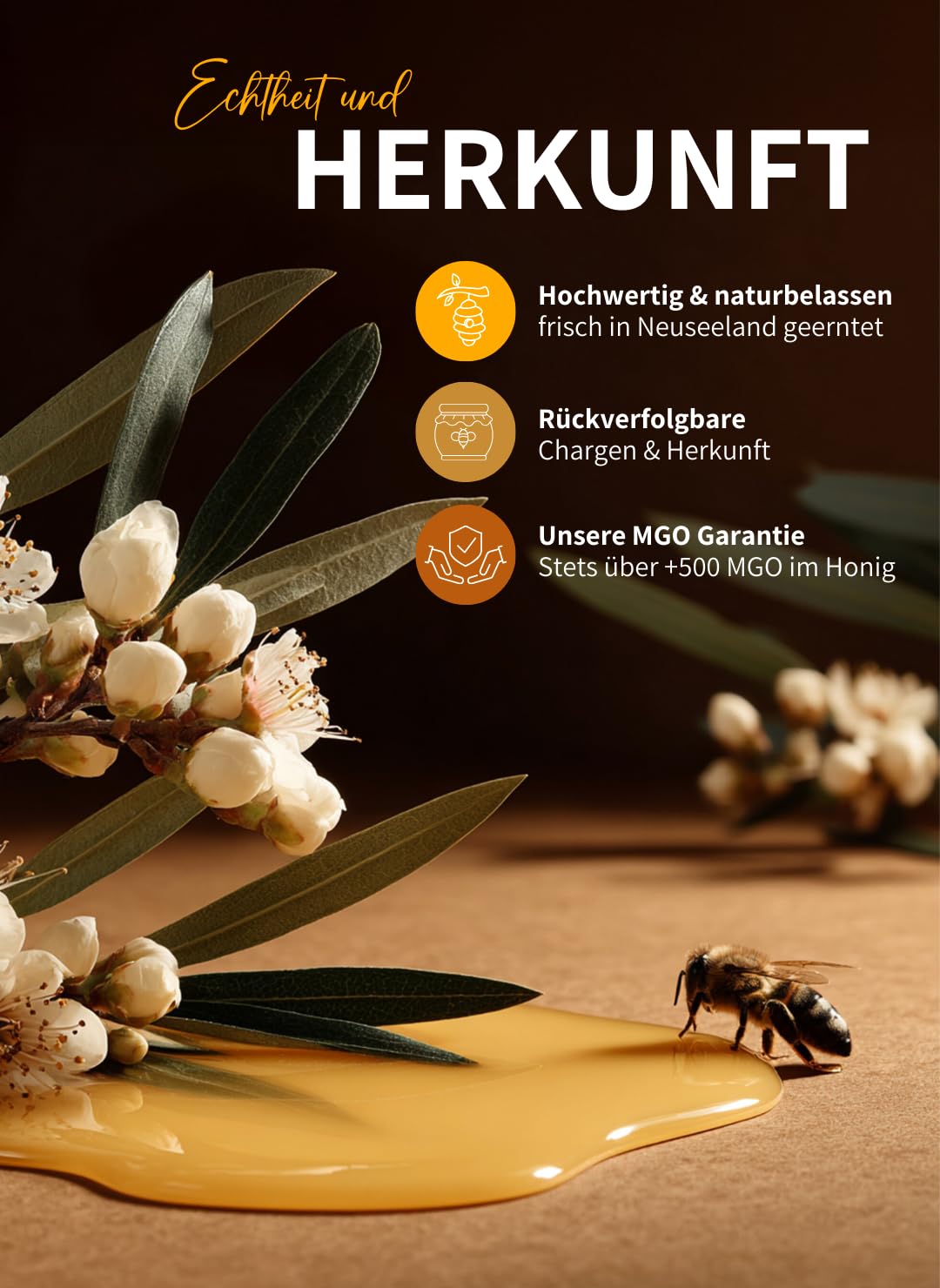 bedrop Manuka Honig mit MGO 500+ XXL Glas - 100% echter Premium Manukahonig aus Neuseeland mit zertifiziertem Methylglyoxal Gehalt (Analyse-Zertifikat) - 140g 4