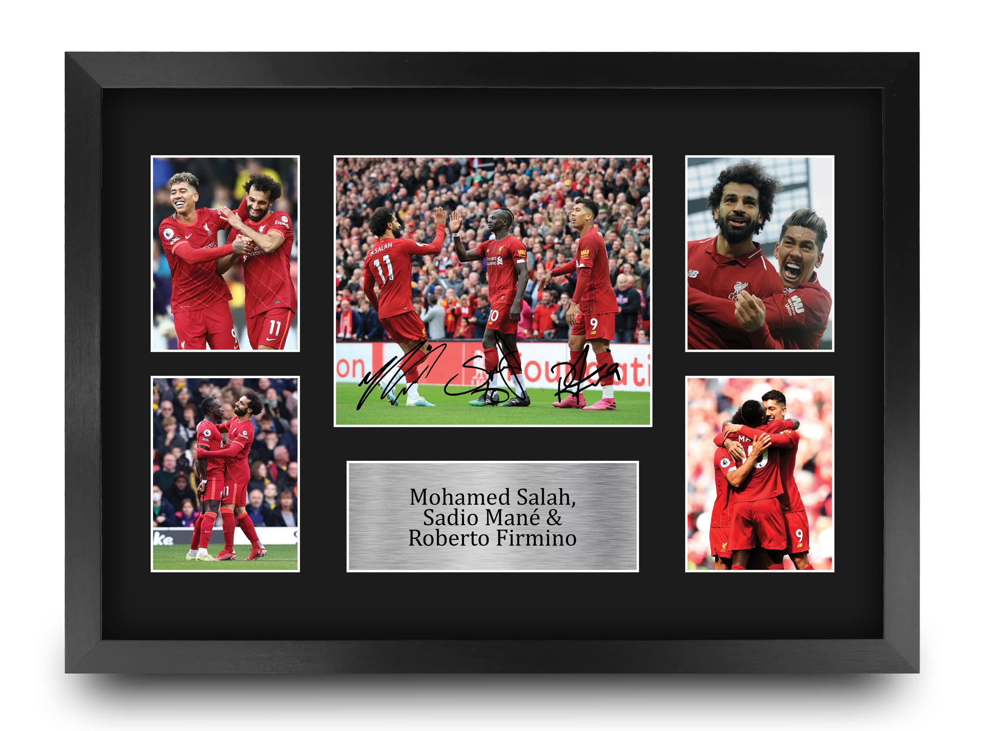 HWC Trading FR A3 Mo Salah, Sadio Mane, Roberto Firmino Liverpool Printed Memorabilia Signed Autograph Photograph Display for Football Fans and Supporters