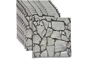 SZGWTK 3D Brick Wall Panels Peel and Stick,3D Wallpanels Peel and Stick,Art WallPanels,Waterproof Self Adhesive Decorative Wall Panels Living Room Wall Decoration 30 * 30cm(10pcs/Pack) (Stone-grain)