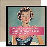 Funny Birthday Card for Female Best Friend - '9pm and snacks' Old Age Joke for Her - Humorous Bday gifts for Mum Aunt Cousin Brother Sister - Whitty Design - 30th 40th - Blank Inside