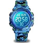 cofuo Kids Digital Watch for Boys Girls, Boys Watches Ages 3-17,Sport Outdoor Watch for Kid, 50M Waterproof Analog Multifunctional Chronograph LED Alarm Stopwatch Silicone Band, Kids Gift