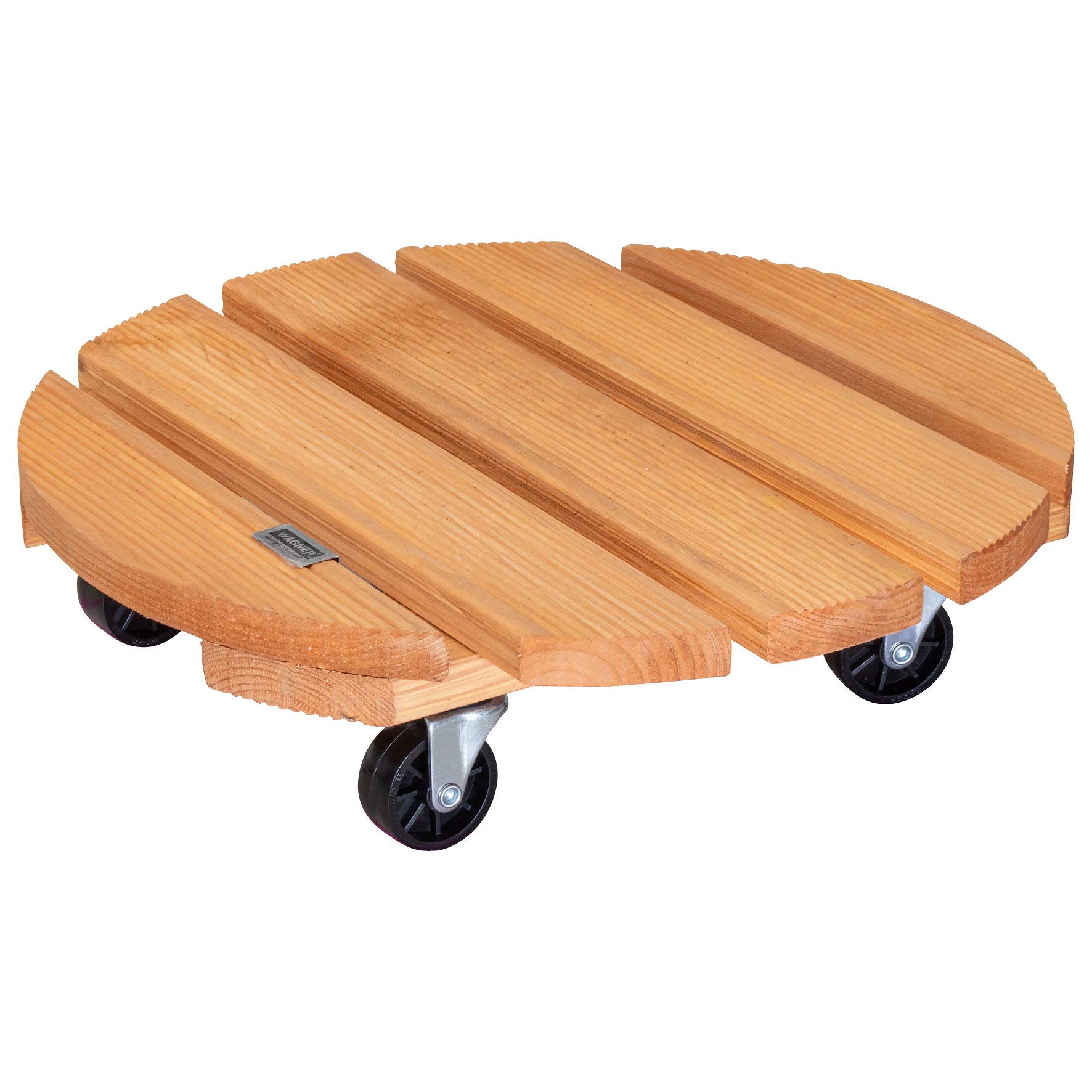 WAGNER Plant trolley TOSCANA Ø 38 x 10,5 cm I Flower trolley for indoor + outdoor use I Trolley made of FSC®-certificated solid wood, terracotta I Load capacity 150 kg I Made in EU - 20016301