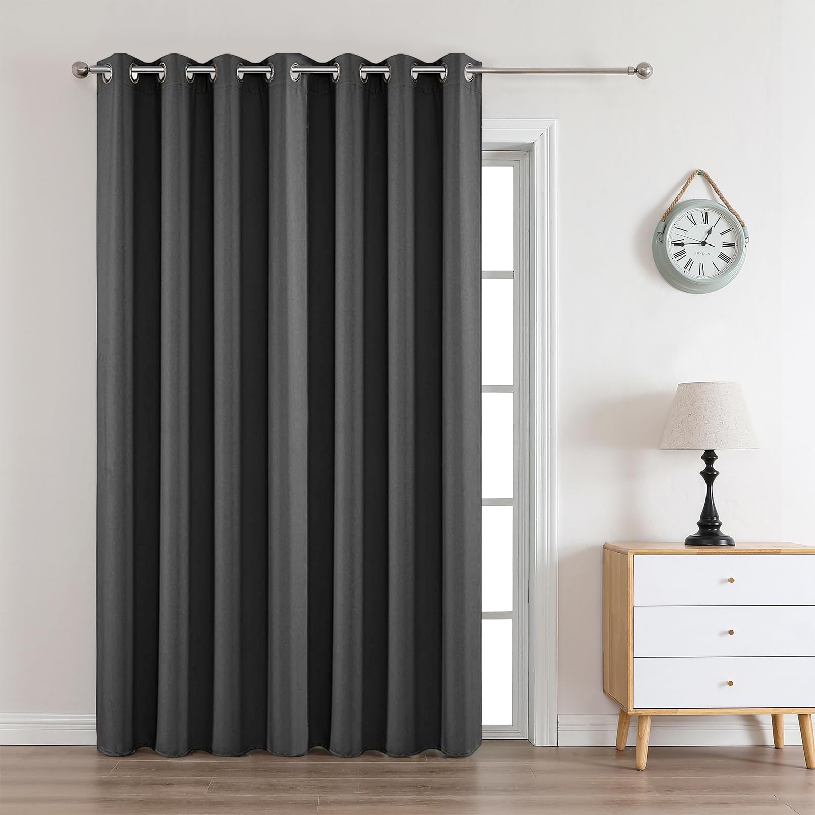 Photo 1 of Joydeco Blackout Curtains 108 Inches Long 1 Panel, Thermal Insulated Long Curtains& Drapes 1 Piece, Room Darkening Grommet Drapes for Living Room Bedroom Window (W70 x L108 Inch, Dark Grey)