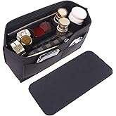 Doxo Purse Organizer Insert Handbag&Tote Large with Zipper Bag in Bag Fit Speedy 30 and Neverfull MM & Base Shaper 2pc Set(Large-Black-Combination)