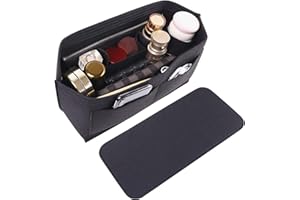 Doxo Felt Organizer Insert Handbag&Tote Purse Organizer Insert Large with Zipper Bag in Bag Fits for Speedy and Neverfull Saint Louis PM & Base Shaper 2pc Set(Large-Black-Combination)