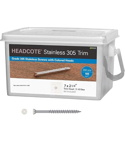 200) Stainless Steel Torx Flat Trim Head 7 x 2-1/4 Wood Screw Type