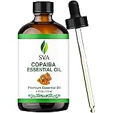 SVA Copaiba Essential Oil – 4 Fl Oz – 100% Natural Copaiba Oil - for Diffuser, Hair Care, Face, Skin Care, Aromatherapy, Scalp and Body Massage, Soap and Candle Making – with Dropper