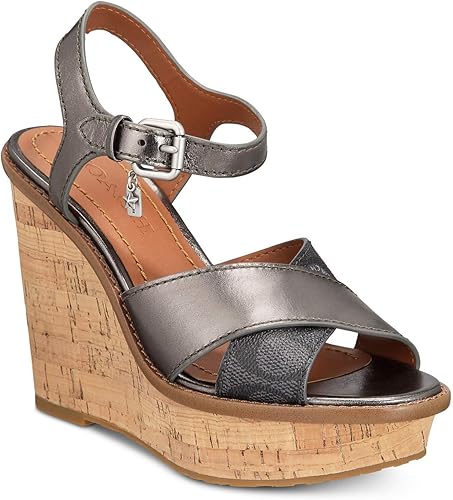coach cross band high wedge sandal