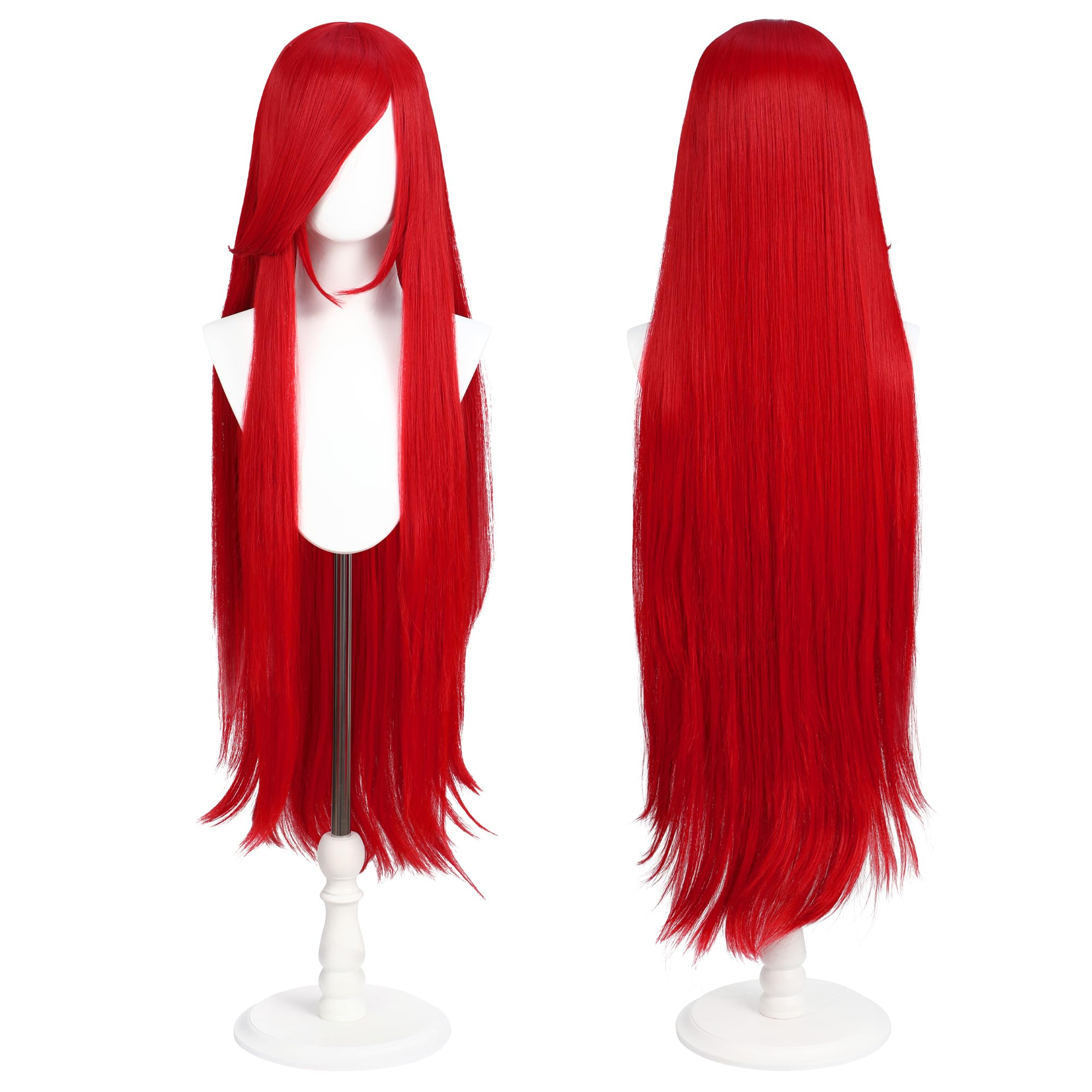 Photo 1 of 100cm / 40inch Universal Anime Costume Wig with 2 Hair Caps for Cosplay, Halloween & Themed Parties (Red)