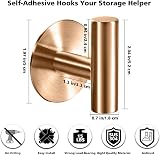 YUET 2 Pcs Bathroom Towel Hook Adhesive Rose Gold SUS 304 Stainless Steel view 5
