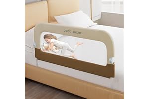 Deeteck Bed Guard Rail for Toddlers - 32" Adjustable Heights & Folding up Portable Bed Railing for Baby - Toddler Bed Rails Guard for Crib, Twin, Bunk,Full Size, Queen & King Bed