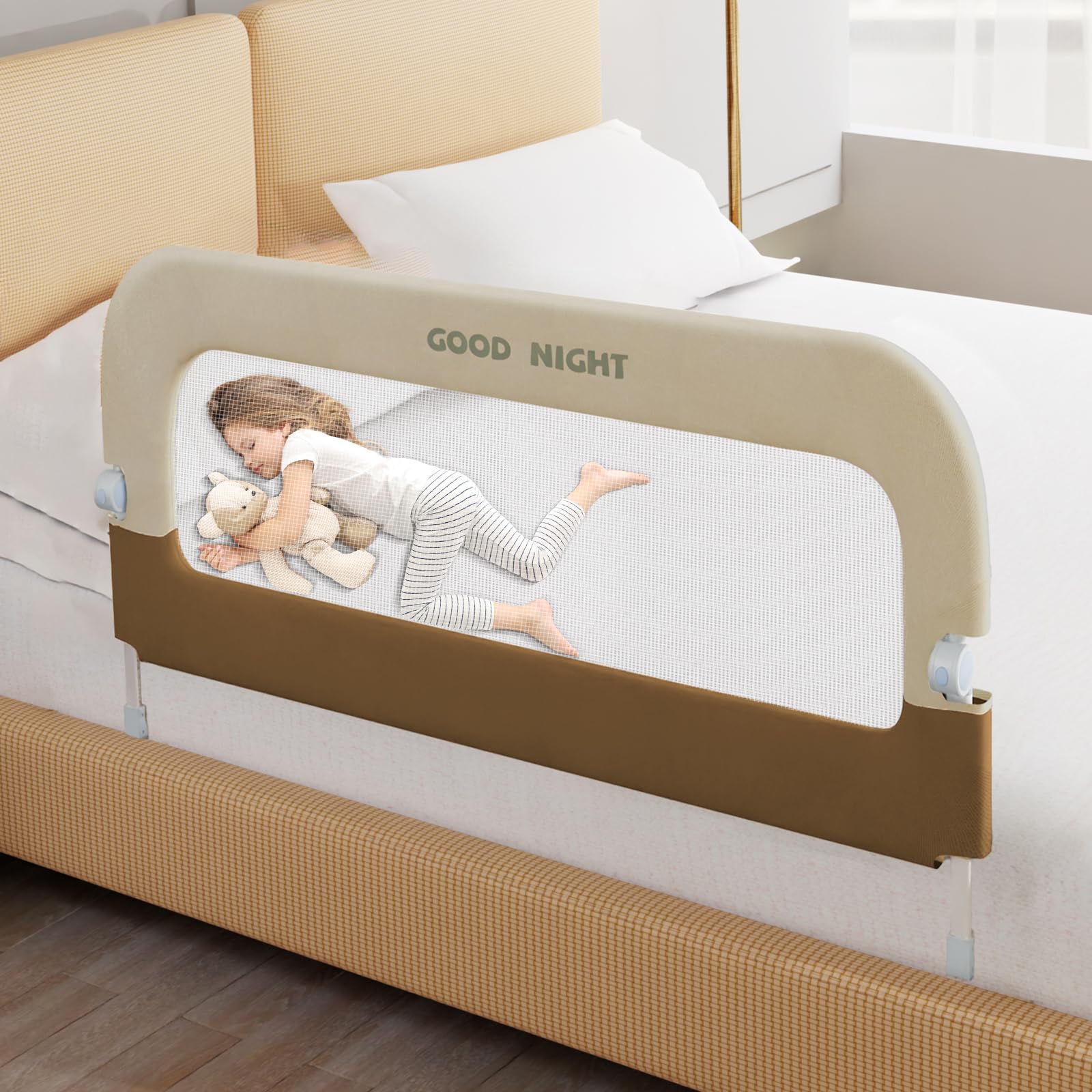 Photo 1 of Deeteck Bed Guard Rail for Toddlers - 32" Adjustable Heights & Folding up Portable Bed Railing for Baby - Toddler Bed Rails Guard for Crib, Twin, Bunk,Full Size, Queen & King Bed