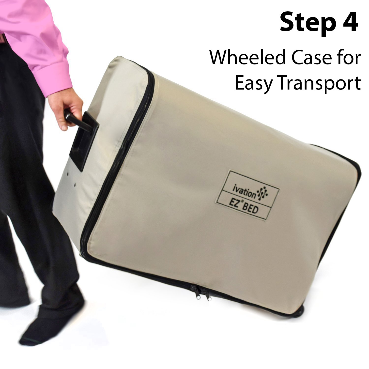 Ivation EZBed (Twin) Air Mattress with Frame & Rolling Case, Self