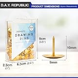 D.A.Y. Republic 300 Brass Metal Drawing Pins Thumb Tacks for Notice Boards Map view 2