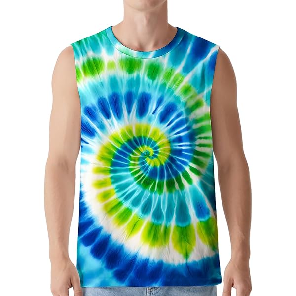 Verdusa Tie Dye Shirt Men Y2k Crop Tank Top Sleeveless Graphic