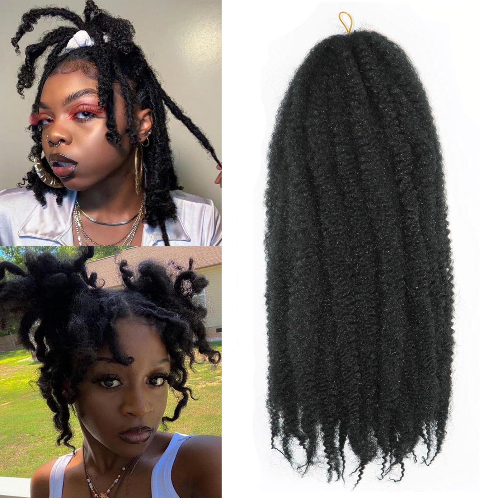 XIMENALU Marley Twist Braiding Hair Afro Kinky Curly Cuban Twist Hair Marley Twists Crochet Braids Synthetic Senegalese Twists Crochet Hair Extensions for Women (1b, 12inch/6packs) — image 1