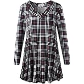 LARACE Women Plus Size Tunic Tops Long Sleeve V Neck Blouse Loose Swing Basic Flowy T Shirt for Leggings