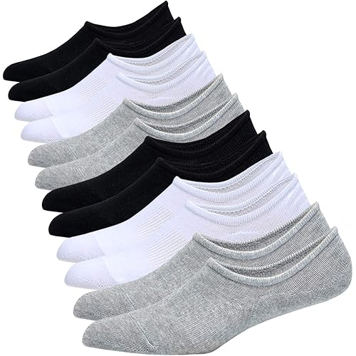 Jormatt Mens Cotton Low Cut No Show Socks With Non-Slip Grips, 6 Pairs 8 Pairs