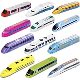 Crelloci Bullet Train Pull Back Toy High Speed City Train Modern Locomotives for Kids Toddle Boys - Bundle of 12