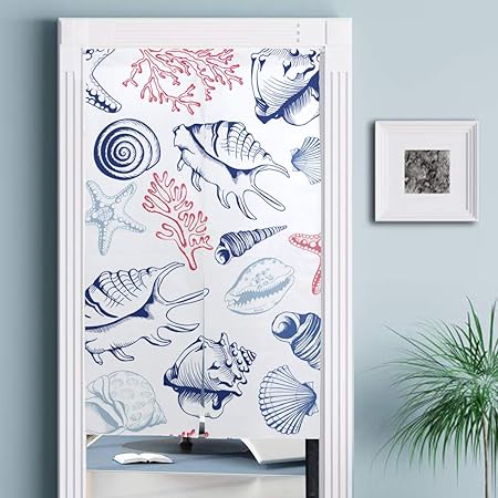 Amazon.de: JISMUCI Vorhänge für Türen, Nahtloses Muster Muscheln