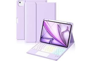 Hamile for iPad Air 11 Inch Case with Keyboard M3/M2 - Multi-Touch Trackpad, 7 Colors Backlit, Magnetic Stain Proof Folio Cov