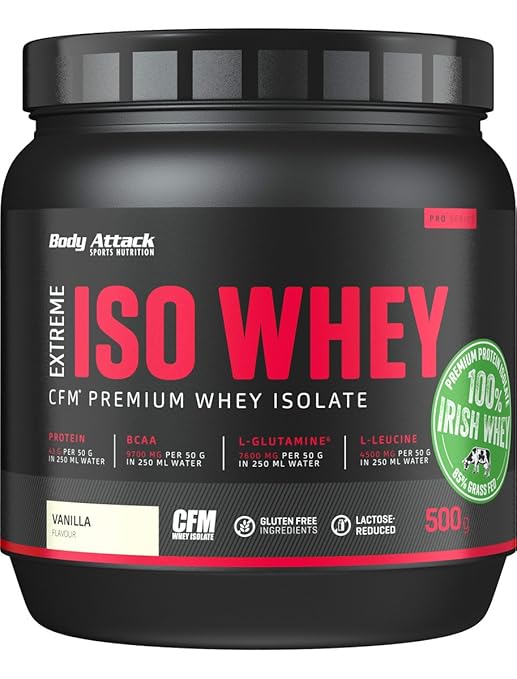 Body Attack Extreme ISO Whey, Vanille, 1er Pack (1x 500 g)