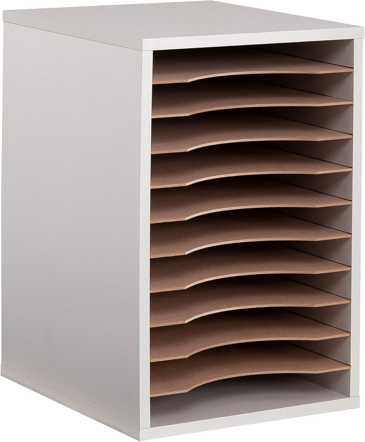 Safco Products Vertical Desktop Sorter, 11 Compartment 9419GR, Gray, Letter-size Shelves, Durable Laminate Finish : Office Desk Organizers : Office Products