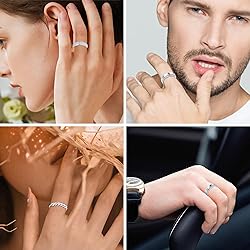 LOFITOR Silver Fidget Rings for Anxiety 6pcs
